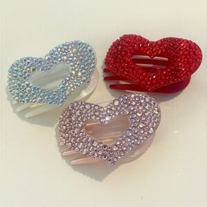 Heart Shaped Rhinestone Hair Clips